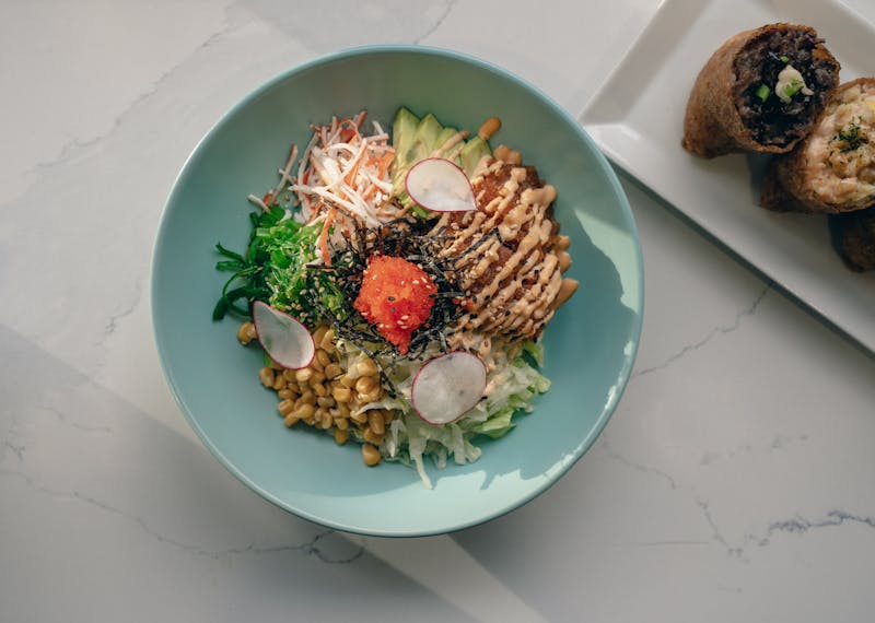 Buddha bowl with fresh vegetables and grains