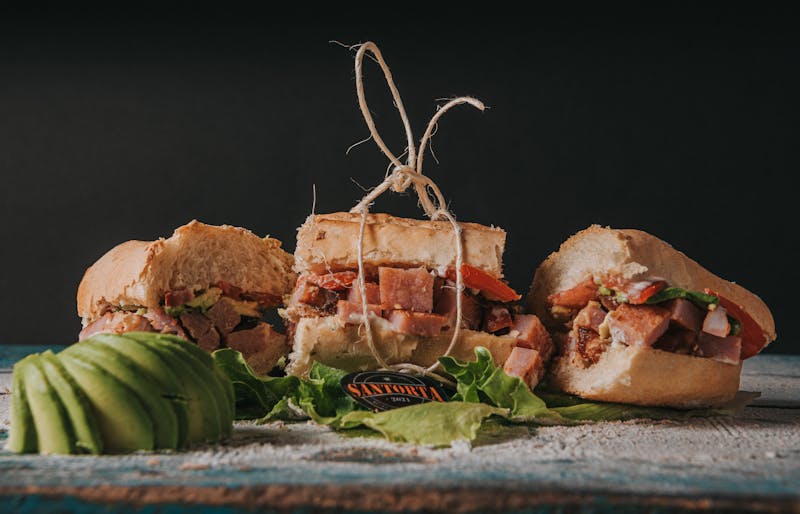 Club sandwich with turkey and avocado