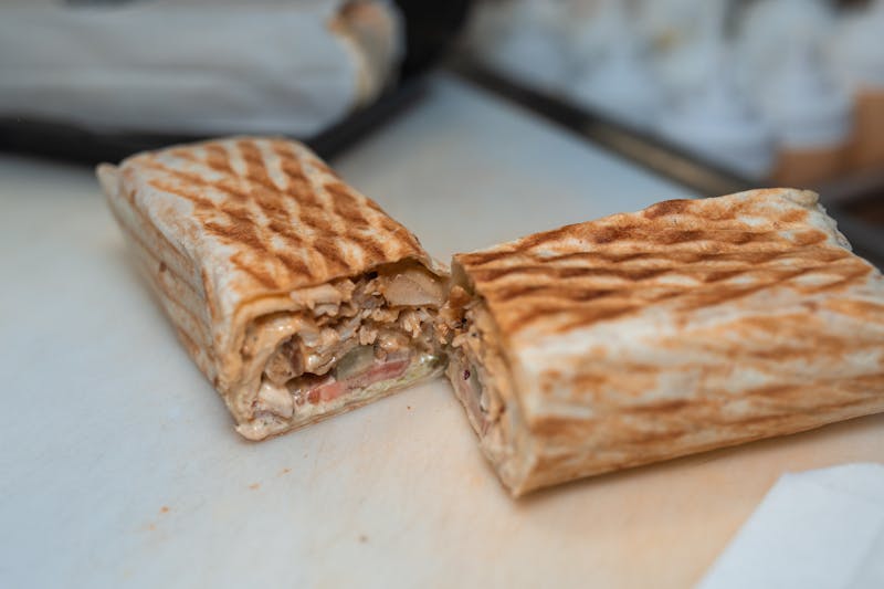 Grilled vegetable wrap with hummus