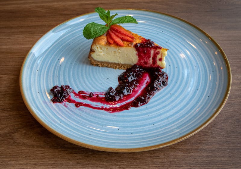 Creamy New York cheesecake slice